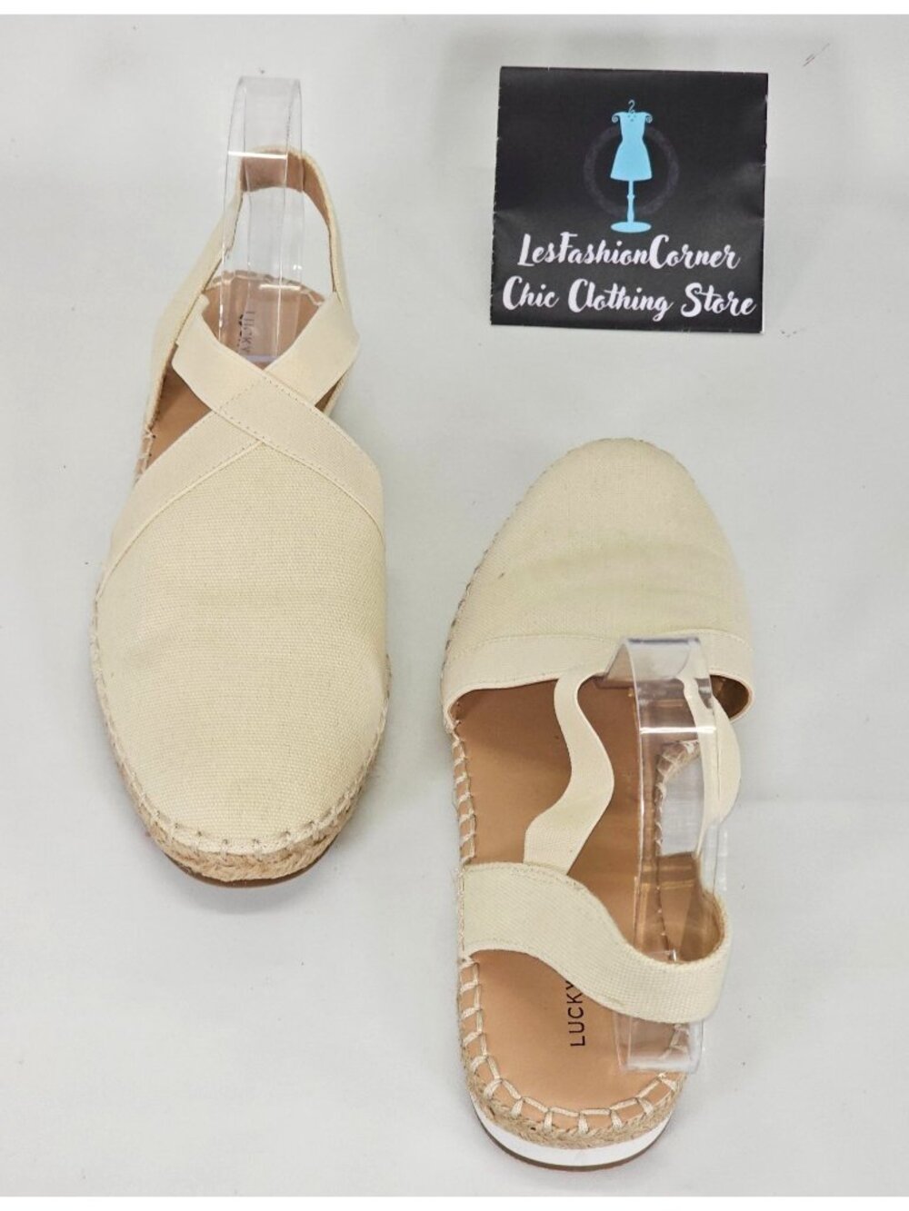 NWOB Lucky Brand Rifka Women's Espadrille Flats Beige Canvas Slip-On Sz 10 058 - Picture 8 of 14